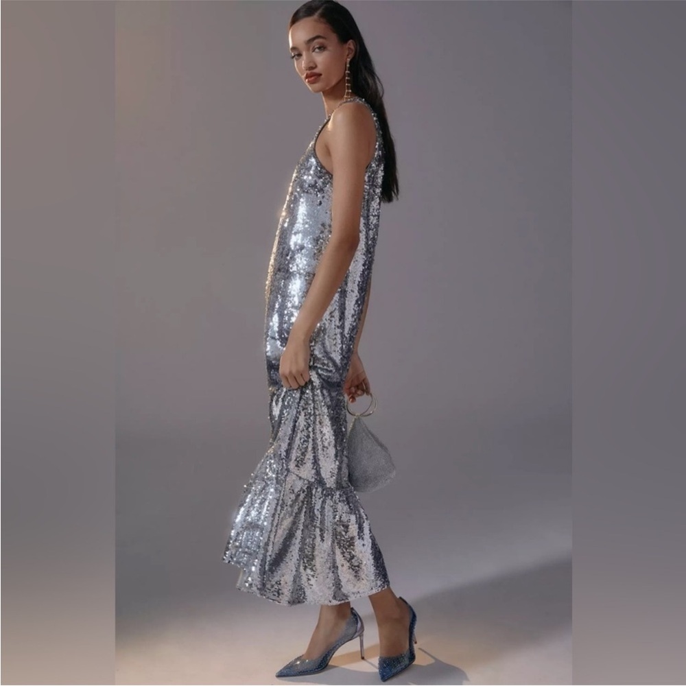 NWT Anthropologie Maeve One-Shoulder Sequin Dress - Picture 3 of 11